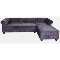 Ecksofa Samt Grau Eckcouch Wohnzimmersofa Wohnlandschaft Samtsofa Chesterfield