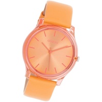 OOZOO Quarzuhr Oozoo Damen Armbanduhr Timepieces, (Analoguhr), Damenuhr Lederarmband mango, orange, rundes Gehäuse, mittel (ca. 36mm) orange