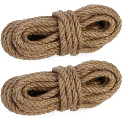 Relaxdays Juteseil 12 mm, 2er Set Naturseile je 10 m, biologisch abbaubar, Basteln, Garten, Verpackung, Kordel, natur