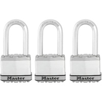 Master Lock M1XTRILH Magnum Robustes Vorhängeschloss mit Schlüssel, gleichschließend, silberfarben, 3 Stück