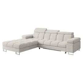 altdecor Ecksofa Cord mit Schlaffunktion 2-Sitzer Creme