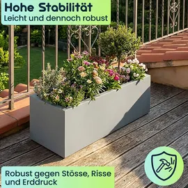 ethick Blumentopf Rechteckig 58 58 x 26 x 26 cm Beton-Grau