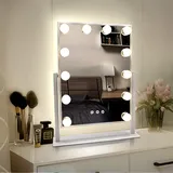 Turewell Hollywood Make-up-Spiegel mit Lichtern, großer beleuchteter Kosmetikspiegel mit 3 Farblicht und 12 dimmbaren LED-Leuchtmitteln, Smart-Touch-Control-Bildschirm und 360-Grad-Drehung