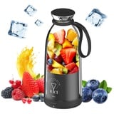 Tragbarer Mixer Smoothie Maker, 500ml/16.9oz Personal Size Smoothie Maker To Go, Smoothie Mixer Wiederaufladbarer Typ-C, Einfach und schnell in der Anwendung, Leicht zu reinigen (Schwarz)