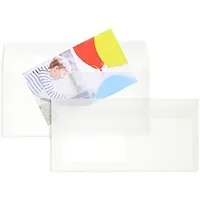 100 Stück, Transparente Briefumschläge, DIN Lang, Haftklebung mit Abziehstreifen, Gerade Klappe, 90 g/qm Offset, Mit Fenster, Weiß (Transparent-Weiß), Blanke Briefhüllen