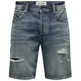 Only & Sons Jeansshorts Denim Midi Mid Waist Pants ONSEDGE RAM DBD DEST 9648 AZG DNM SHORTS blau XL