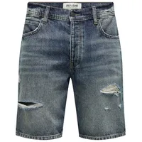 Only & Sons Jeansshorts Denim Midi Mid Waist Pants ONSEDGE RAM DBD DEST 9648 AZG DNM SHORTS blau XL