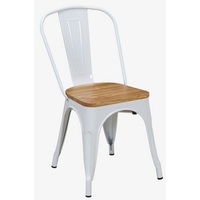 Duhome Esszimmerstuhl, Küchenstuhl Stuhl Esszimmerstuhl aus METALL Sitzfläche aus Holz stapelbar weiß