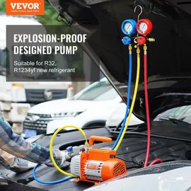 Mophorn Vevor Vakuumpumpe 113l/min Unterdruckpumpe 180w 200ml-ölkapazität Vakuumgeräte Verteiler-manometer-set Klimaanlage Kfz-kühlsystemen