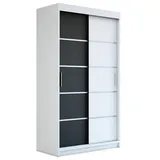 A&J MöbelLand Schiebetürenschrank PARIS 120 x 215 x 59,5 cm Schwarz/Weiß