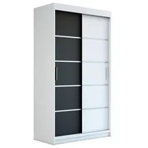A&J MöbelLand Schiebetürenschrank PARIS 120 x 215 x 59,5 cm Schwarz/Weiß