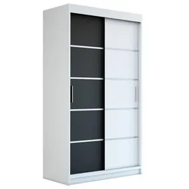 A&J MöbelLand Schiebetürenschrank PARIS 120 x 215 x 59,5 cm Schwarz/Weiß