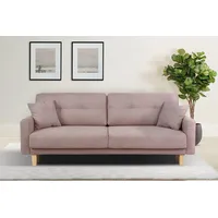 Home affaire 3-Sitzer TRIPLO optionale Schlafsofa mit Bettkasten, Maße B/T/H: 215/100/89 cm, Wahlweise Bettfunktion - Liegefläche 145x191 cm, Rücken-, Zierkissen rosa