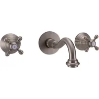 PB klassische Einbau-Wandarmatur mit Sternknöpfen 16 cm Auslauf Edelstahl 1208855062