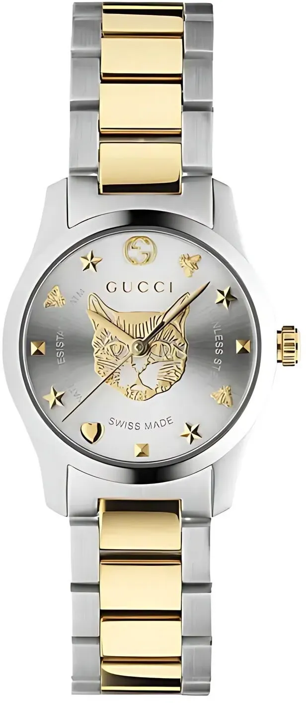 Gucci G Timeless Lady Damenuhr aus Edelstahl silber gold