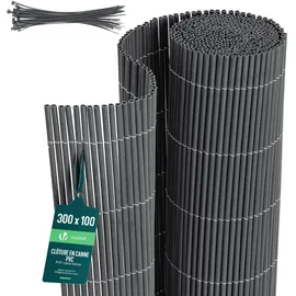 VOUNOT Sichtschutzmatte 100 x 300 cm grau PVC
