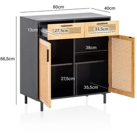 Wohnling Sideboard 80 x 86,5 x 40 cm Schwarz
