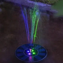 Star Trading 482-82 LED-Solar-Wasserfontäne 'Fountain' Kunststoff, schwarz, RGB-LED, ca. 10x16 cm, 5 verschiedene Aufsätze, Akku, Dämmerungssensor,