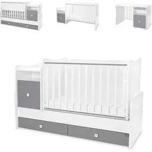 Lorelli Babybett Trend Plus 70x160cm Schreibtisch Kinderbett Schubladen Kommode weiß dunkelgrau