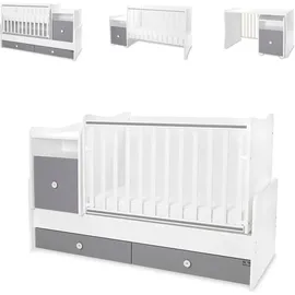 Lorelli Babybett Trend Plus 70x160cm Schreibtisch Kinderbett Schubladen Kommode weiß dunkelgrau