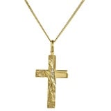 HOPLO Kreuzanhänger Anhänger Kreuz mit massiver Goldkette 1,1 mm 333-8 Karat Gold, Made in Germany 55 cm