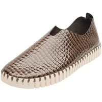 Slipper ILSE JACOBSEN "TULIP3031" Gr. 36, braun (mud) Damen Schuhe Flexible Laufsohle, Naturkautschuk, Kroko-Muster