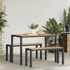 vidaXL Garten Essgruppe mit Kissen 3 pcs Braun Stahl - Braun