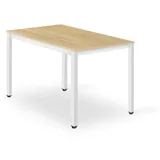 Home Collective Esstisch Esszimmertisch quadratisch Holztisch Küchentisch Modern 120x60x75 cm, Esszimmer Küche Wohnzimmer Sonoma-Eiche mit weißen Beinen aus Metall braun