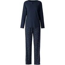 CALIDA Sweet Dreams Schlafanzug, Schlüsselloch-Ausschnitt, für Damen, 488 PEACOAT BLUE, L