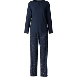 CALIDA Sweet Dreams Schlafanzug, Schlüsselloch-Ausschnitt, für Damen, 488 PEACOAT BLUE, L