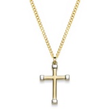 HOPLO Kreuzanhänger Anhänger Kreuz bi-color 585 Gold mit massiver Goldkette 1,1 mm, Made in Germany 55 cm