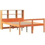 vidaXL Kinderbett mit Regal 140 x 200 cm Kiefer massiv wachsbraun