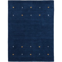 carpetfine Wollteppich Gabbeh Uni Blau 120x170 cm | Moderner Teppich für Wohn- und Schlafzimmer