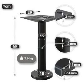 GGM Möbel Bistrotisch Ø 70 x 75 cm Weiß Marmor/Schwarz
