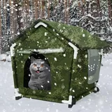 Katzenhaus für draußen, wetterfest, für Wildkatzen, Indoor-Katzenhaus mit Matte und Kantennägeln für draußen, bietet gemütlichen Unterschlupf für streunende Katzen und Outdoor-Katzen