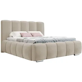 Mirjan24 Polsterbett Wizko, Doppelbett mit Bettkasten, Ehebett, Leistenlattenrost aus Holz (Farbe: Paros 01, Größe: 140x200 cm)