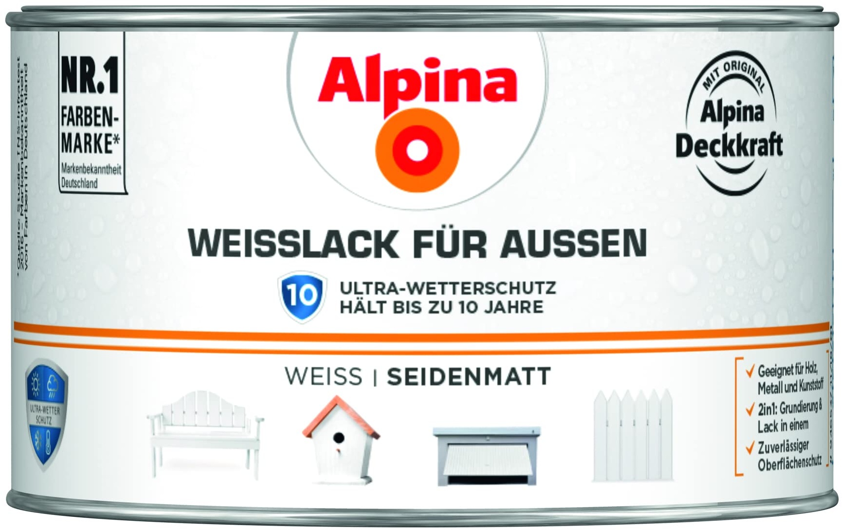 Alpina Weißlack für Außen 300ml seidenmatt