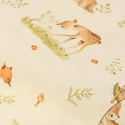 Baumwollstoff "Waldtiere", natur-color
