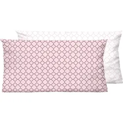 Kissenbezug BIBERNA "Mix & Match", rosa (rosa, muster), B:80cm L:40cm, Mako-Satin, Obermaterial: 100% Baumwolle, Kissenbezüge, individuell kombinierbar