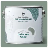 MissPompadour Wandfarbe Grün mit Grau - matte Wandfarbe mit sehr hoher Deckkraft 2,5 L, geruchsneutrale und spritzfreie Innenfarbe, wasserbasiert grau|grün