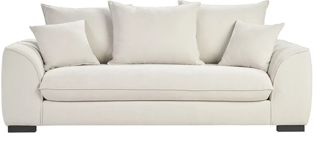 Schlafsofa mit 3 Sitzen in Beige Samtoptik mit 12 cm Matratze ARMAND