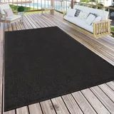 Paco Home Outdoor Teppich Für Terrasse und Balkon Küchenteppich Einfarbig Modern schwarz Grösse:140x200 cm