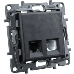 Computersteckdose RJ45 + Telefonsteckdose RJ11 schwarz Niloe Step 2359