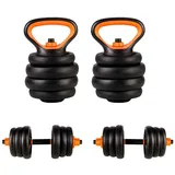 CCLIFE Kettlebell 2er verstellbar Kurzhanteln Langhanteln 6in1 Kettlebell Hanteln Set schwarz