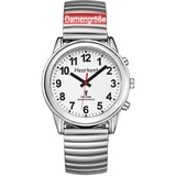 Hearkent Damen Sprechende Uhr mit Deutscher Sprachausgabe, Funkuhr Armbanduhr,Seniorenuhr mit Expansionsband, Blindenuhr, Sehbehindertenuhr(Silber, Damengröße)