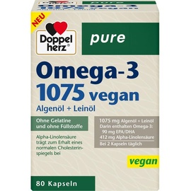 Doppelherz Pure Omega-3 1075 vegan Algenöl + Leinöl Kapseln 80 St.