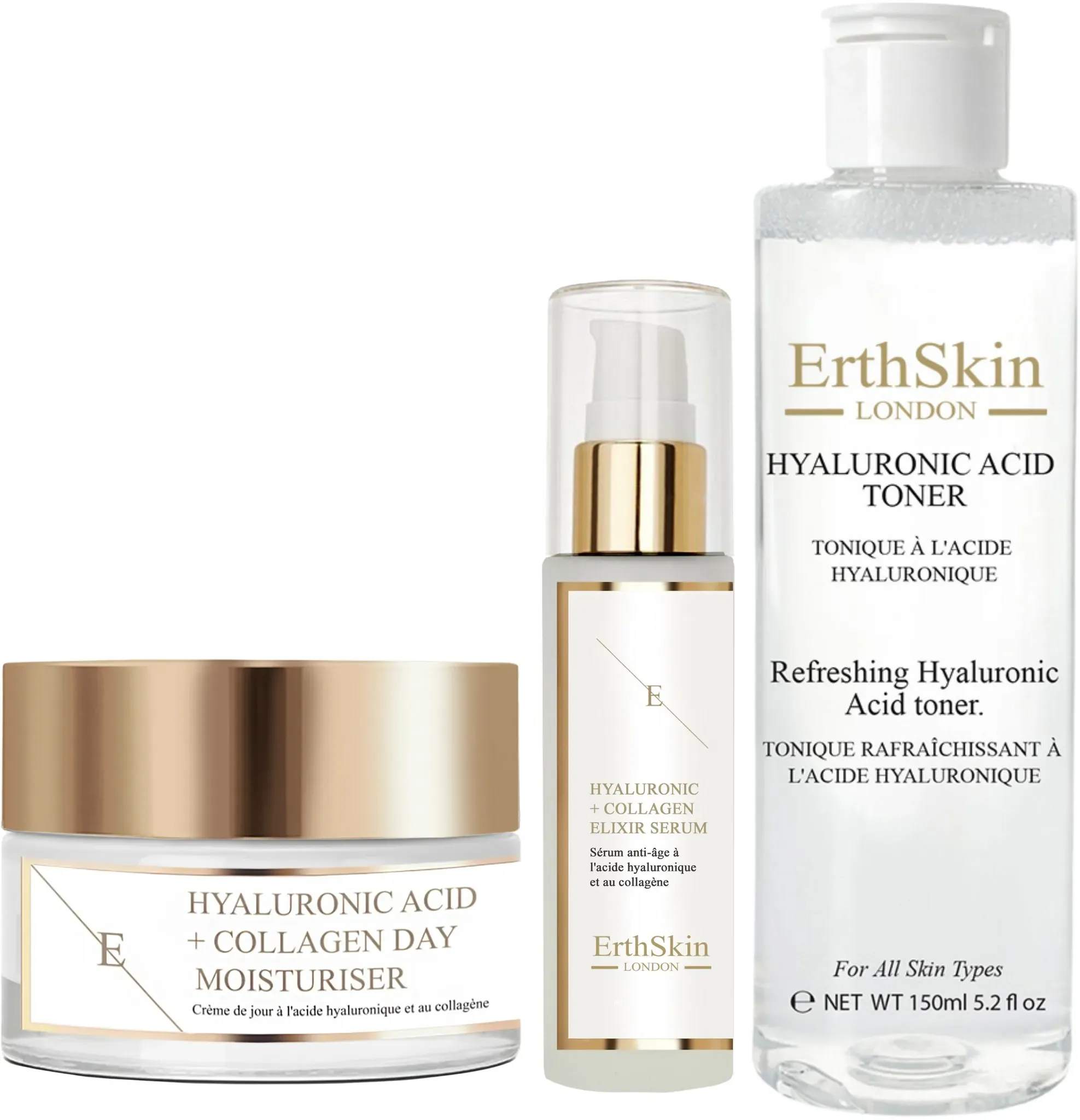 Erth skin london Hyaluronsäure Gesichtspflege Anti-Aging Trio 260 ml Unisex