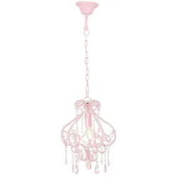 vidaXL Deckenleuchte mit Perlen Rosa Rund E14