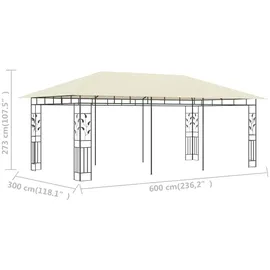 vidaXL Pavillon mit Moskitonetz 6 x 3 m creme