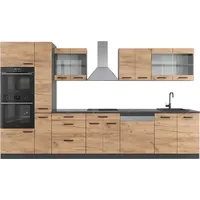 Vicco Küchenzeile R-Line 350 cm Goldkraft Eiche/Anthrazit